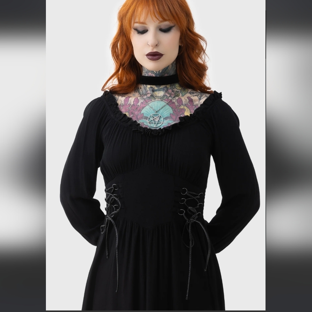Killstar Gothic Black Long Sleeve Dress - Picture 5 of 10